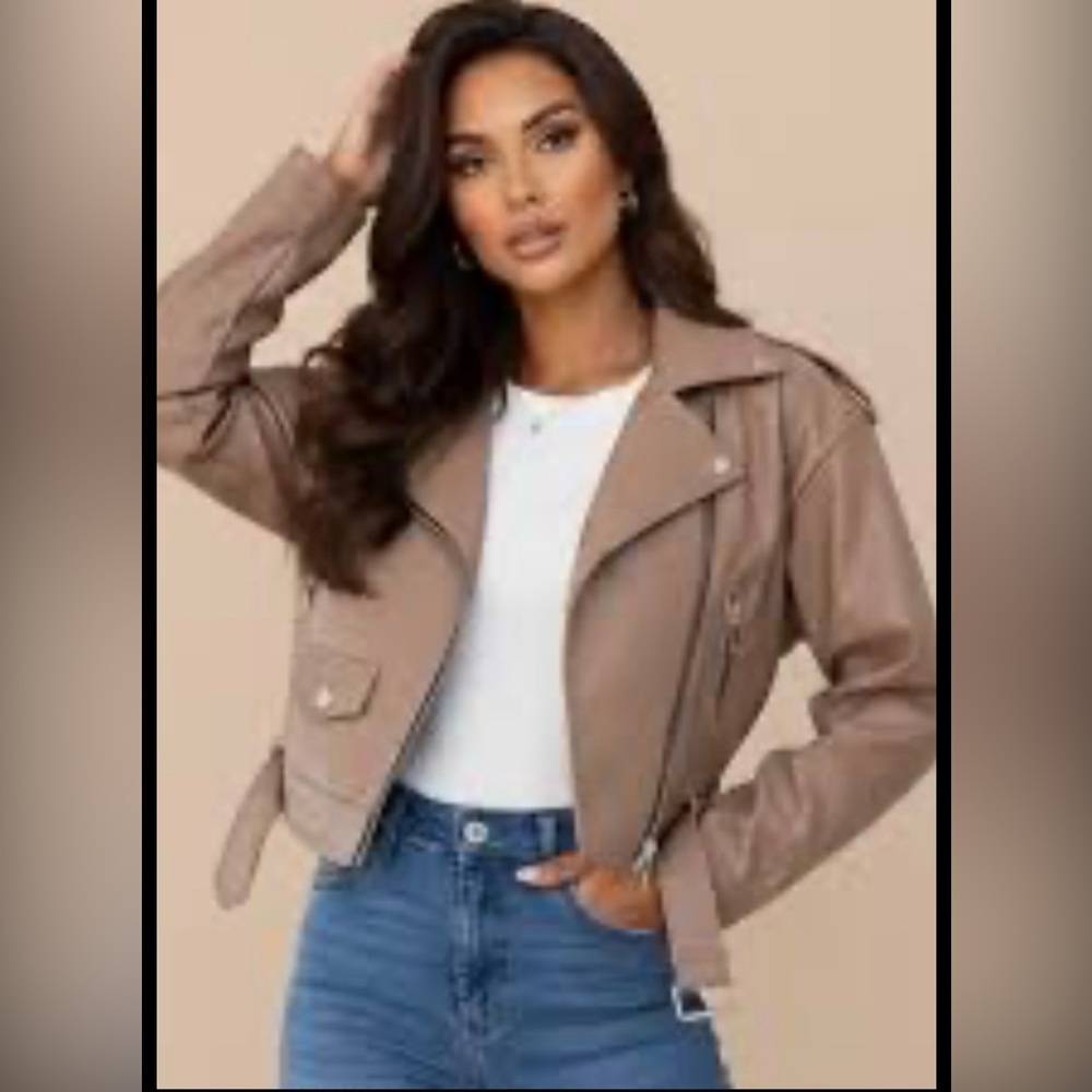 Forever 21 Light Beige  Leather Jacket